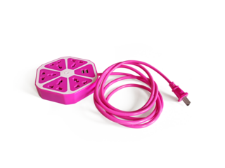 Pink extension plug, transparent background