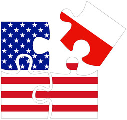 USA - Poland : puzzle shapes with flags