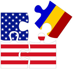 USA - Romania : puzzle shapes with flags - 759776581