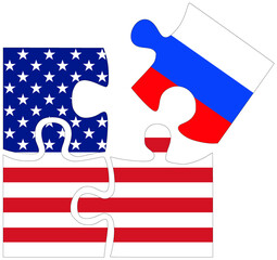 USA - Russia : puzzle shapes with flags - 759776593