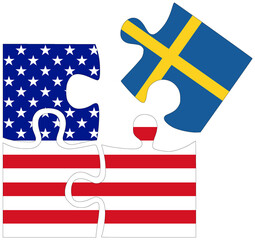 USA - Sweden : puzzle shapes with flags - 759776703