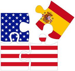 USA - Spain : puzzle shapes with flags - 759776716