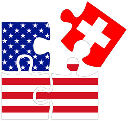 USA - Switzerland : puzzle shapes with flags - 759776762