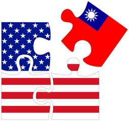 USA - Taiwan : puzzle shapes with flags - 759776786