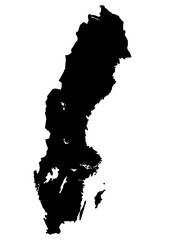 Map of Sweden in black