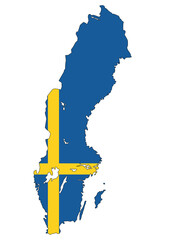 Map of Sweden with flag - 759777198