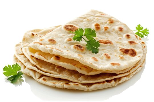 fresh chapati on white background