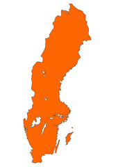 Map of Sweden in orange
