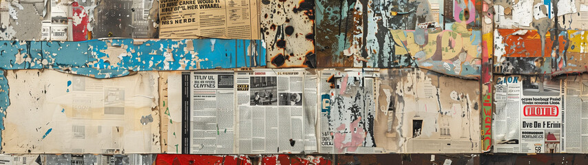 Newsprint Narratives: New York City Fragments in Abstract Art - obrazy, fototapety, plakaty