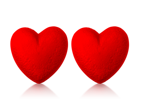 Red heart foam, transparent background