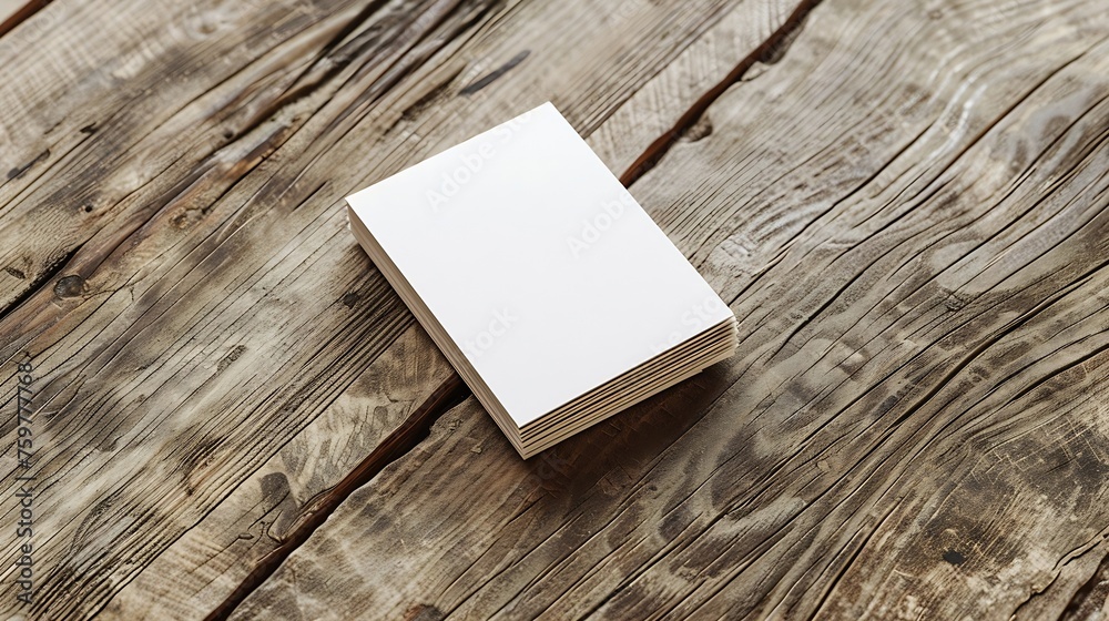 Aufkleber generative ai : clean minimal business card mockup on timber background.