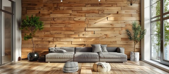 Wooden Wall in Country Style Interior Design with Tinted Color - Powered by Adobe