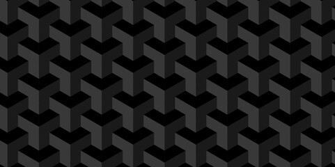 Modern abstract cubes geometric tile and mosaic wall grid backdrop hexagon technology wallpaper background. Black and gray geometric block cube structure backdrop grid triangle texture vintage design.