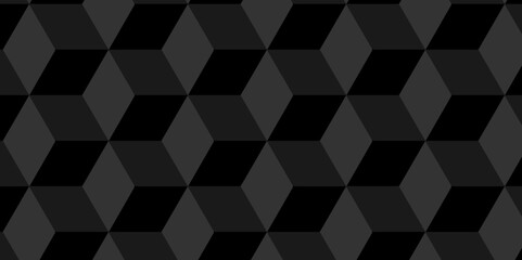 Obraz premium Modern abstract cubes geometric tile and mosaic wall grid backdrop hexagon technology wallpaper background. Black and gray geometric block cube structure backdrop grid triangle texture vintage design.