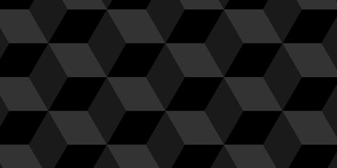 Obraz premium Modern abstract cubes geometric tile and mosaic wall grid backdrop hexagon technology wallpaper background. Black and gray geometric block cube structure backdrop grid triangle texture vintage design.