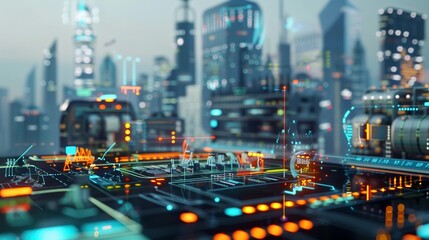 A city model implemented in augmented reality.