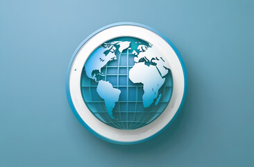 The emblem of the globe, the logo with continents, blue tinting