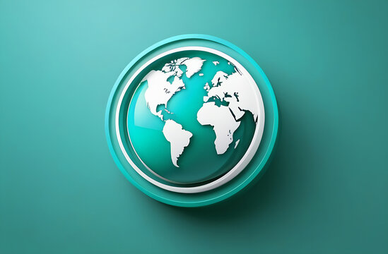 The emblem of the globe, the logo with continents, blue tinting