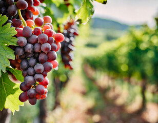 Red grapes in a vineyard harvest