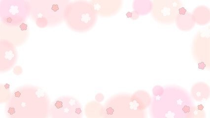 かわいい淡いピンク色のほわほわお花フレーム　16：9