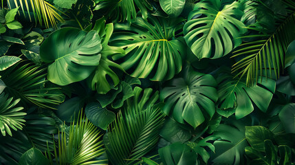 Immerse Yourself in Tropical Tranquility: A Design Encompassing Luxuriant Greenery, Vivid Tones, and Unique Patterns.