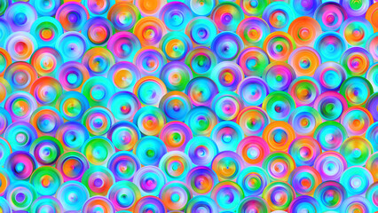 Naklejka premium Vibrant rainbow circle pattern, abstract psychedelic background with colorful concentric rings, artistic multi-colored geometric texture for creative design