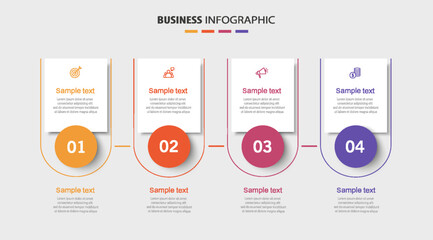 Infographic design template with icons and 4 options or steps. Can be used for process diagram, presentations, workflow layout, flow chart, info graph - obrazy, fototapety, plakaty