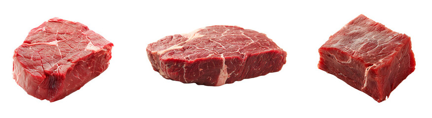Obraz premium Fresh beef steak on transparent background png. Beef sample.