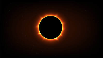Solar Eclipse Illustration with star background.Total solar eclipse vector illustration	