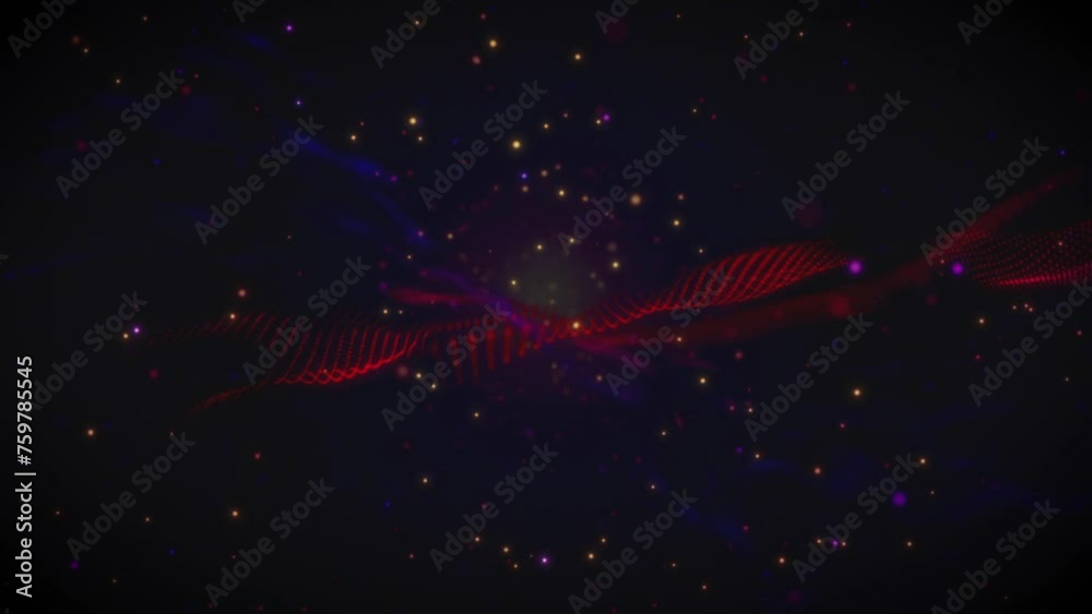 Wall mural this motion stock graphic shows an abstract space with particles and waves.