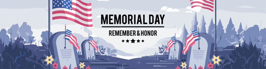 Memorial Day tribute background illustration. Generative AI