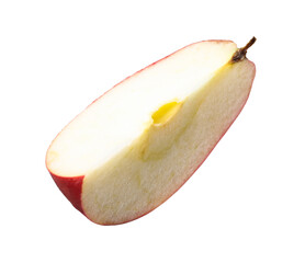 Piece of ripe red apple isolated on white