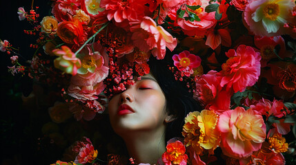 Fototapeta premium A portrait photo of an Asian model in her 20s