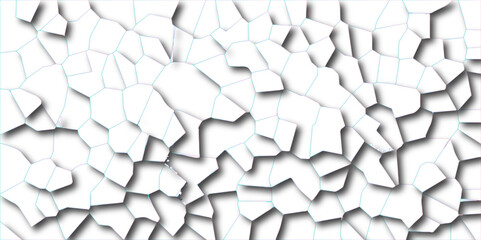 Abstract white paper cut shadows background realistic crumpled paper decoration textured with multi tiles mosaic seamless pattern. Quartz cream white Broken Stained Glass.3d shapes.  