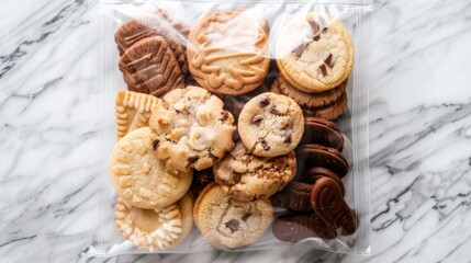 Fototapeta na wymiar Ziploc bag filled with assorted homemade cookies