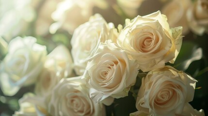 Obraz premium Bouquet of white roses with soft lighting