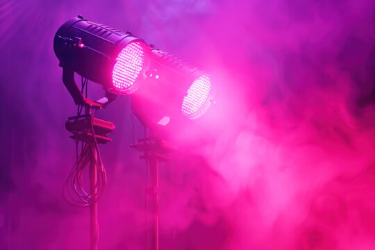 Stage Illumination, Pink spotlight on stage, Performance Lighting