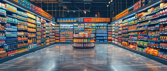 Grocer's Aisle, Supermarket shelves, Consumer Choice - obrazy, fototapety, plakaty