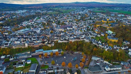 Aerial foto of the old town of Montabaur in Germany Rheinland Pfalz