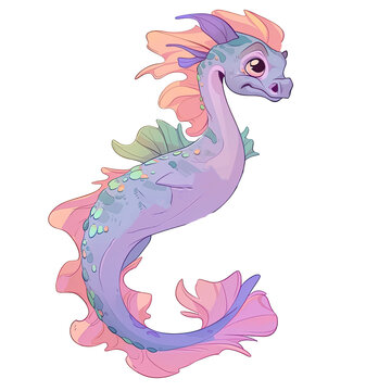 An illustration of a cute pink hippocamp