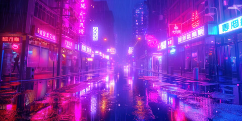 Electric Ambiance, Purple neon lights, Urban Nightlife