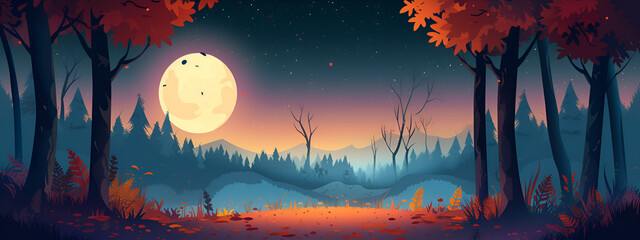 Autumn Night cartoon background