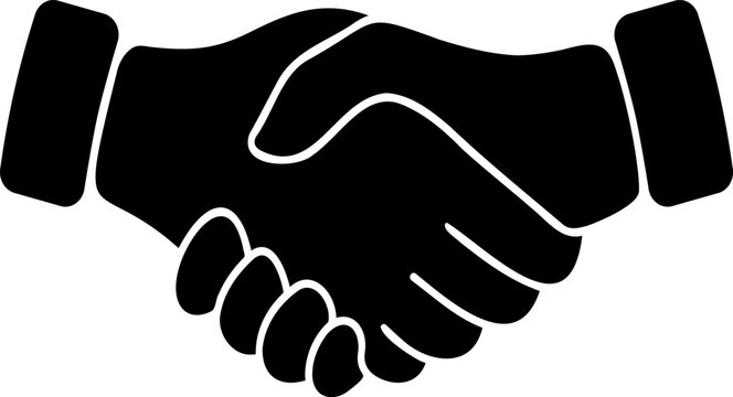 Flat icon of two hands in the form of a handshake as a concept of trust and friendship