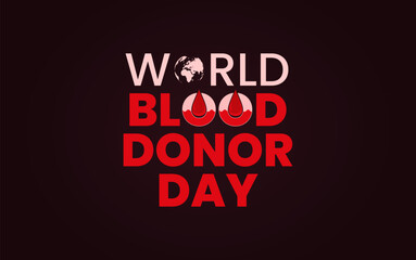 world blood donation, typography vector illustration social media banner design health awareness theme design template
