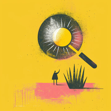 Colorful Line Illustration of Leadership Training Handbook with Magnifying Glass Gen AI