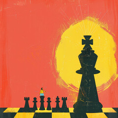 Colorful Chessboard Leadership Training Illustration Gen AI
