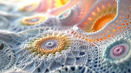 Colorful Seamless Lace Pattern on White 8K Rea