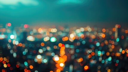 Blurred City Lights at Night. Abstract Defocused Bokeh Background