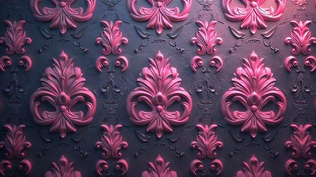 Damask Pattern Orient Pink Ornament 8K Realis