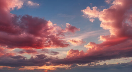 Naklejka na ściany i meble Celestial landscape with pink clouds
